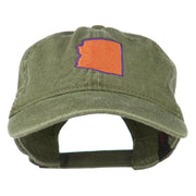 Arizona State Map Embroidered Washed Cotton Cap