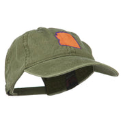 Arizona State Map Embroidered Washed Cotton Cap