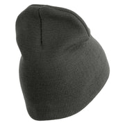 U.S. Army 1st Infantry Division Symbol Embroidered 8 Inch Solid Knit Short Beanie Made in USA - Charcoal OSFM
