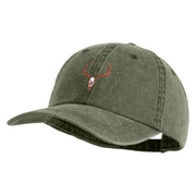 Wendigo Skull Embroidered Pigment Dyed Wash Caps - Olive OSFM