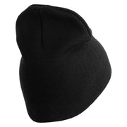U.S. Army 1st Infantry Division Symbol Embroidered 8 Inch Solid Knit Short Beanie Made in USA - Black OSFM