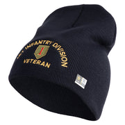 U.S. Army 1st Infantry Division Symbol Embroidered 8 Inch Solid Knit Short Beanie Made in USA - navy OSFM