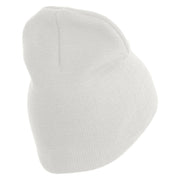 U.S. Army 1st Infantry Division Symbol Embroidered 8 Inch Solid Knit Short Beanie Made in USA - White OSFM