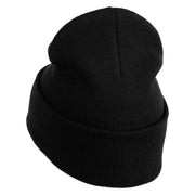Mysterious Eye Embroidered 12" Long Knitted Beanie - Black OSFM