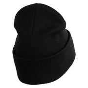 Mysterious Eye Embroidered 12" Long Knitted Beanie - Black OSFM