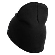 U.S. Army 2nd Infantry Division Symbol Embroidered 8 Inch Solid Knit Short Beanie Made in USA - Black OSFM