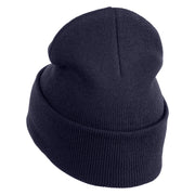 Mysterious Eye Embroidered 12" Long Knitted Beanie - Navy OSFM