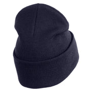 Mysterious Eye Embroidered 12" Long Knitted Beanie - Navy OSFM