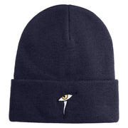 Mysterious Eye Embroidered 12" Long Knitted Beanie - Navy OSFM