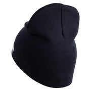 U.S. Army 2nd Infantry Division Symbol Embroidered 8 Inch Solid Knit Short Beanie Made in USA - navy OSFM