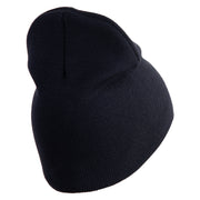 U.S. Army 2nd Infantry Division Symbol Embroidered 8 Inch Solid Knit Short Beanie Made in USA - navy OSFM