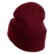 Mysterious Eye Embroidered 12" Long Knitted Beanie - Maroon OSFM