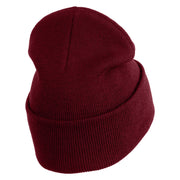 Mysterious Eye Embroidered 12" Long Knitted Beanie - Maroon OSFM