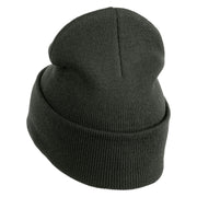 Mysterious Eye Embroidered 12" Long Knitted Beanie - Dark Grey OSFM