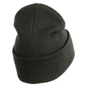 Mysterious Eye Embroidered 12" Long Knitted Beanie - Dark Grey OSFM