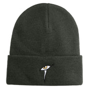Mysterious Eye Embroidered 12" Long Knitted Beanie - Dark Grey OSFM