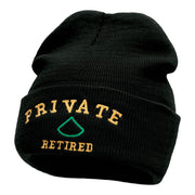 Private Retired Embroidered Long Knitted Beanie