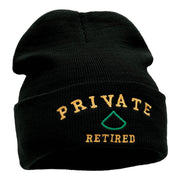 Private Retired Embroidered Long Knitted Beanie