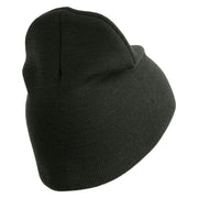 U.S. Army 3rd Infantry Division Symbol Embroidered 8 Inch Solid Knit Short Beanie Made in USA - Graphite OSFM