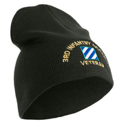 U.S. Army 3rd Infantry Division Symbol Embroidered 8 Inch Solid Knit Short Beanie Made in USA - Graphite OSFM