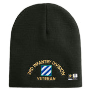 U.S. Army 3rd Infantry Division Symbol Embroidered 8 Inch Solid Knit Short Beanie Made in USA - Graphite OSFM