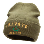 Private Retired Embroidered Long Knitted Beanie