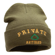 Private Retired Embroidered Long Knitted Beanie