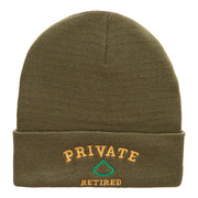 Private Retired Embroidered Long Knitted Beanie