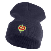 Poisonous Apple Embroidered 12" Long Beanie - Navy OSFM