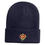 Poisonous Apple Embroidered 12" Long Beanie - Navy OSFM