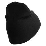 U.S. Army 3rd Infantry Division Symbol Embroidered 8 Inch Solid Knit Short Beanie Made in USA - Black OSFM