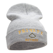 Private Retired Embroidered Long Knitted Beanie