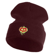 Poisonous Apple Embroidered 12" Long Beanie - Burgundy OSFM