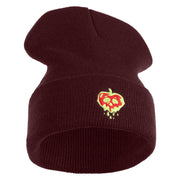 Poisonous Apple Embroidered 12" Long Beanie - Burgundy OSFM