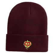 Poisonous Apple Embroidered 12" Long Beanie - Burgundy OSFM