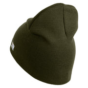 U.S. Army 3rd Infantry Division Symbol Embroidered 8 Inch Solid Knit Short Beanie Made in USA - Olive OSFM