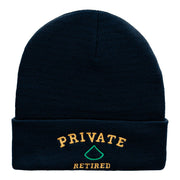 Private Retired Embroidered Long Knitted Beanie