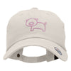 Minimal Piggy Outline Embroidered Unstructured Cotton Twill Cap