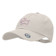 Minimal Piggy Outline Embroidered Unstructured Cotton Twill Cap