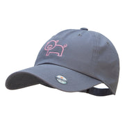 Minimal Piggy Outline Embroidered Unstructured Cotton Twill Cap