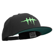 Halloween Monster Stitches Embroidered Big Size 6 Panels Flat Bill Snapback - Black OSFM