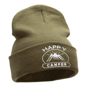 Happy Camper Embroidered Long Knitted Beanie