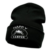 Happy Camper Embroidered Long Knitted Beanie