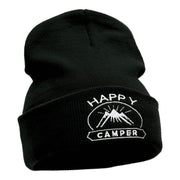 Happy Camper Embroidered Long Knitted Beanie