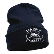 Happy Camper Embroidered Long Knitted Beanie