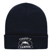 Happy Camper Embroidered Long Knitted Beanie