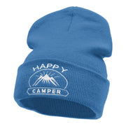 Happy Camper Embroidered Long Knitted Beanie