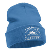 Happy Camper Embroidered Long Knitted Beanie